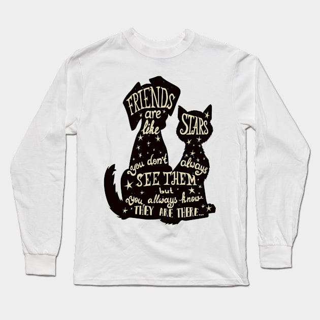 Friends are like stars Long Sleeve T-Shirt by xjona